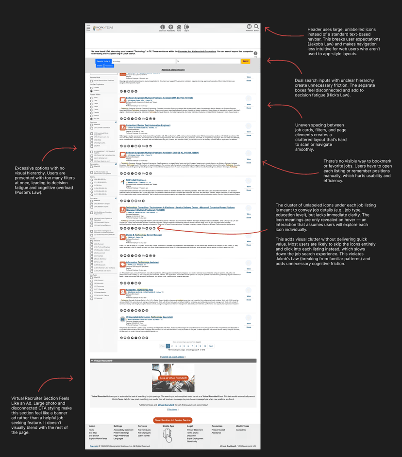 WorkInTexas UX Audit - Click to view full size